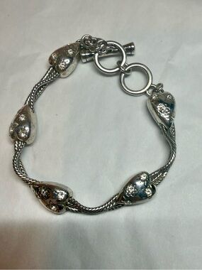 Brighton Silver Floral Heart Toggle Bracelet
